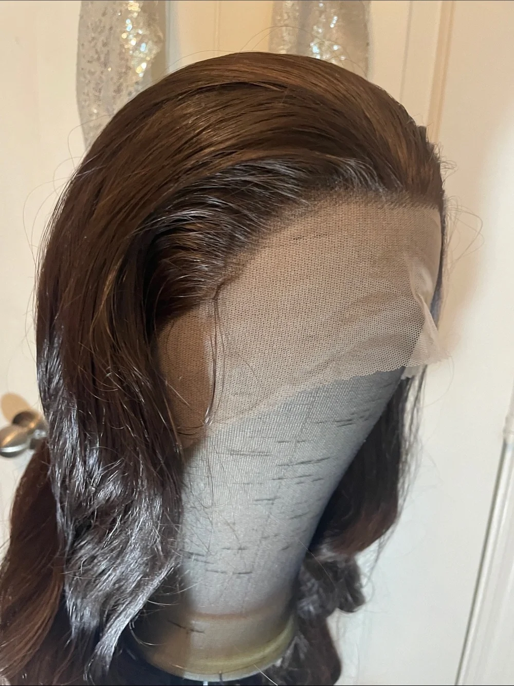 Lace Front Women's Long Wavy Wig - Dark Brown